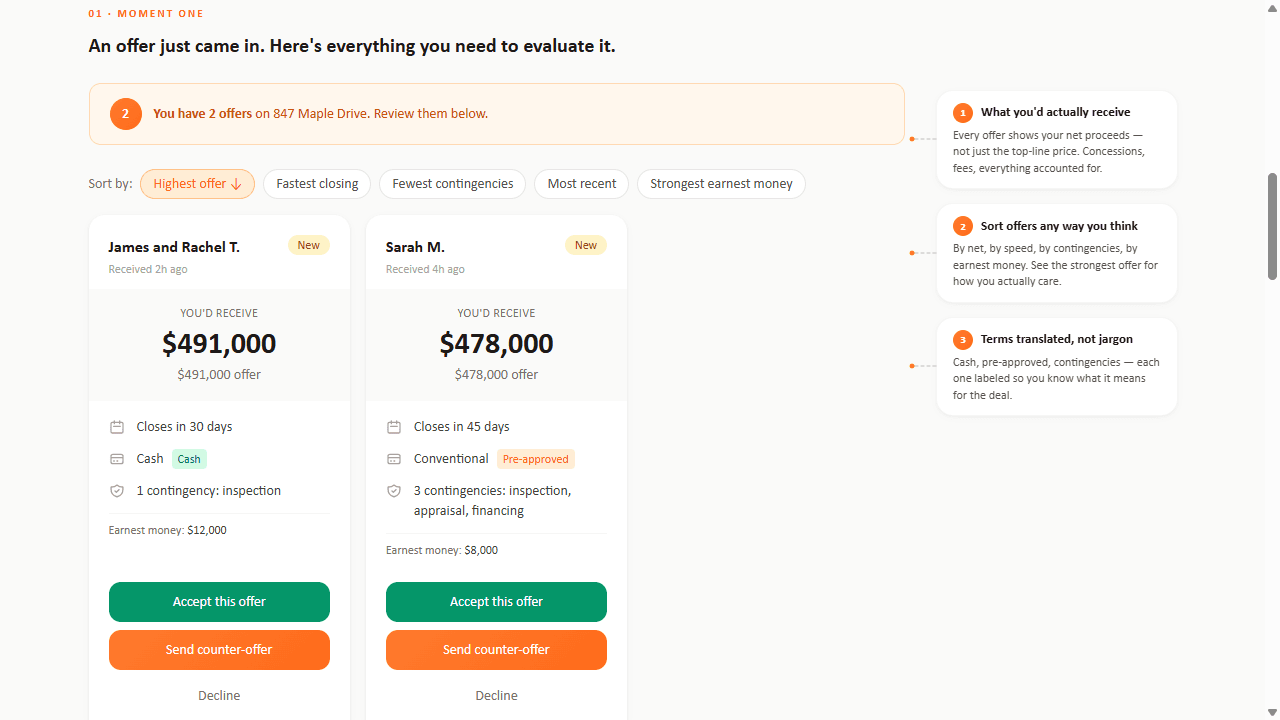 Aletheia platform: comparing real estate offers with pricing, terms, and contingencies